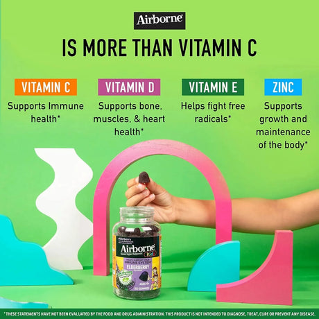 AIRBORNE - Airborne KIDS Elderberry + Zinc & Vitamin C Gummies 50 Gomitas - The Red Vitamin MX - Suplementos Alimenticios - {{ shop.shopifyCountryName }}