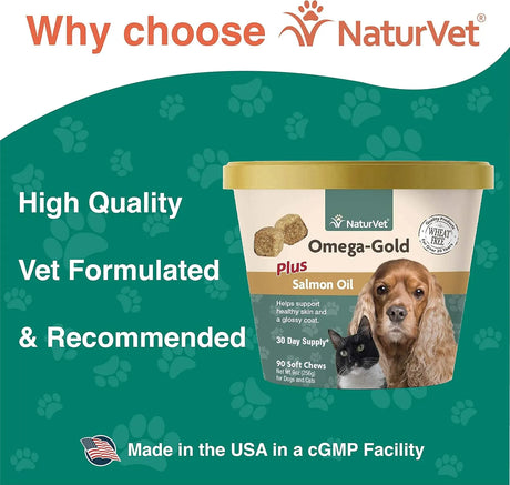 NATURVET - NaturVet Omega-Gold Plus Salmon Oil 90 Masticables - The Red Vitamin MX - Aceite De Pescado Para Perros - {{ shop.shopifyCountryName }}