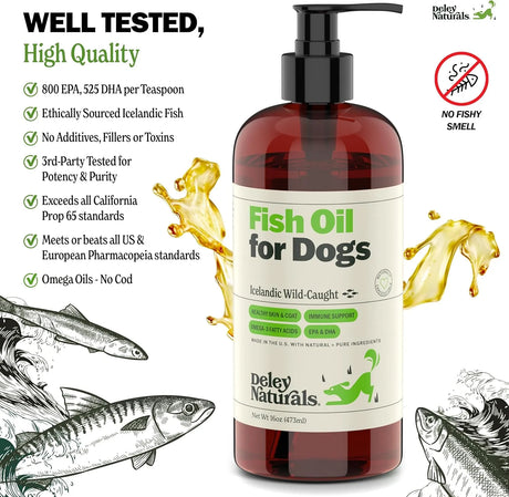 DELEY NATURALS - Deley Naturals Dog Fish Oil Icelandic 2X Omega 16 Fl.Oz. - The Red Vitamin MX - Aceite De Pescado Para Perros - {{ shop.shopifyCountryName }}