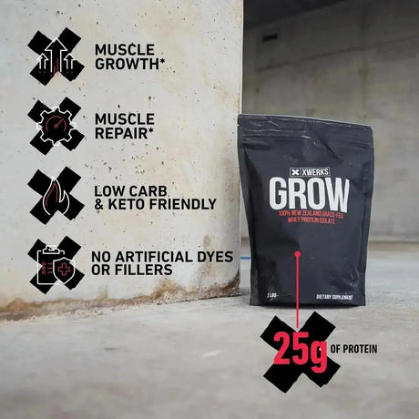 XWERKS - Xwerks Grow 100% New Zealand Grass-Fed Whey Protein Strawberry 28.8 Oz. - The Red Vitamin MX - Suplementos Alimenticios - {{ shop.shopifyCountryName }}