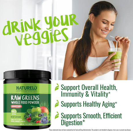 NATURELO - NATURELO Raw Greens Superfood Powder Unsweetened 480Gr. - The Red Vitamin MX - Suplementos Alimenticios - {{ shop.shopifyCountryName }}