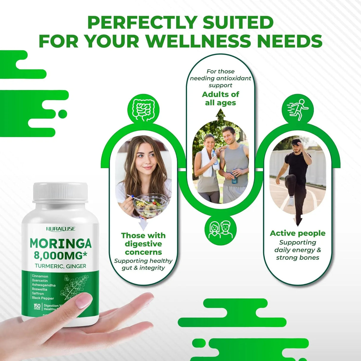 NURAFUSE - NURAFUSE Moringa 8,000Mg. 12-in-1 Supplement 150 Capsulas - The Red Vitamin MX - Suplementos Alimenticios - {{ shop.shopifyCountryName }}