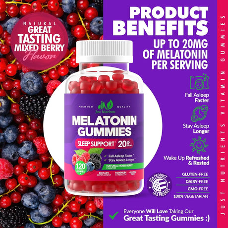 JUST NUTRIENTS - Just Nutrients Melatonin 20Mg. Gummies 120 Gomitas - The Red Vitamin MX - Suplementos Alimenticios - {{ shop.shopifyCountryName }}