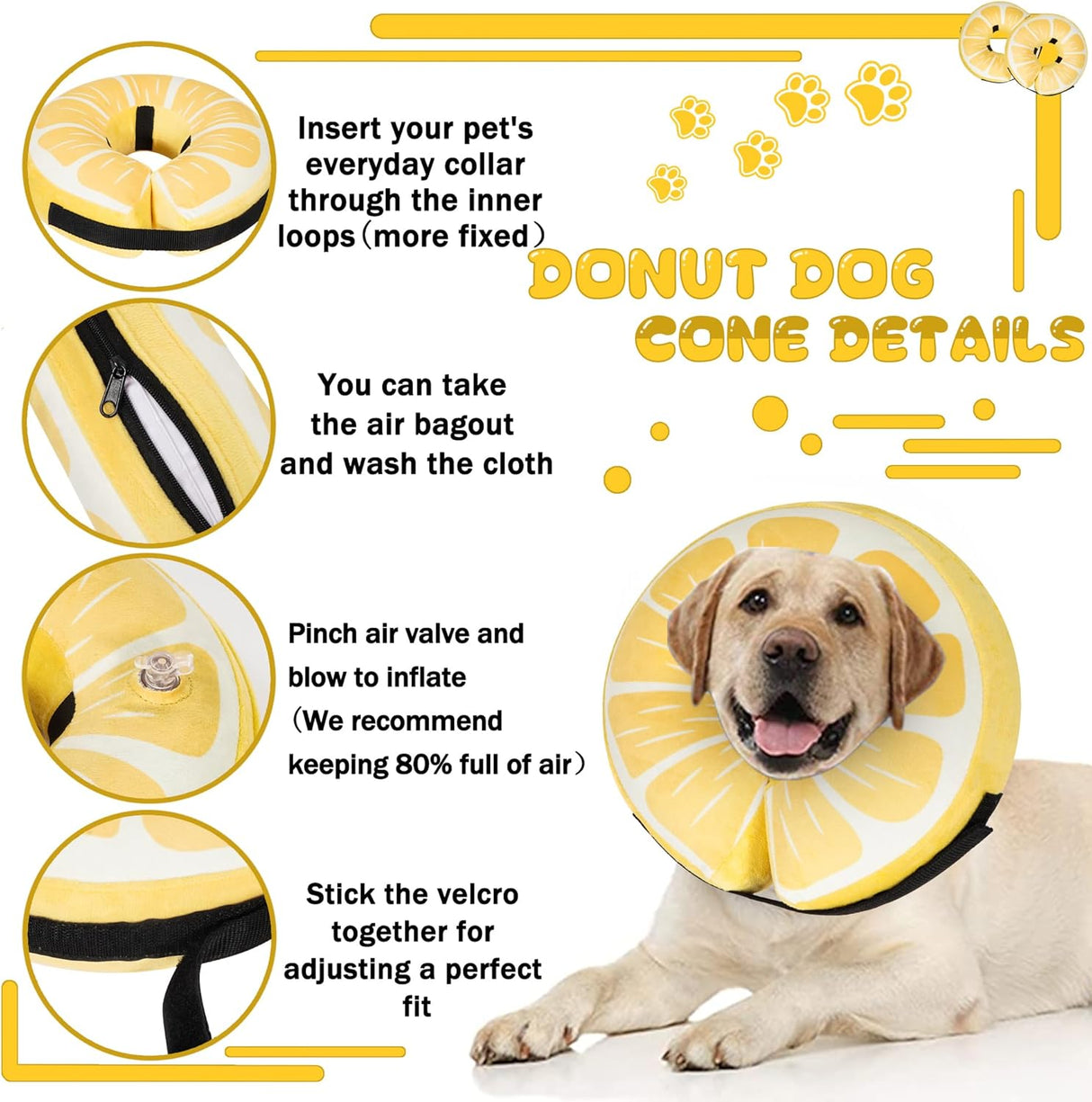 Cneo Recovery Donut Collar LEMON LARGE