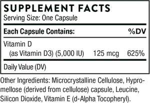 THORNE RESEARCH - THORNE Vitamin D-5000 Vitamin D3 Supplement 60 Capsulas - The Red Vitamin MX - Suplementos Alimenticios - {{ shop.shopifyCountryName }}