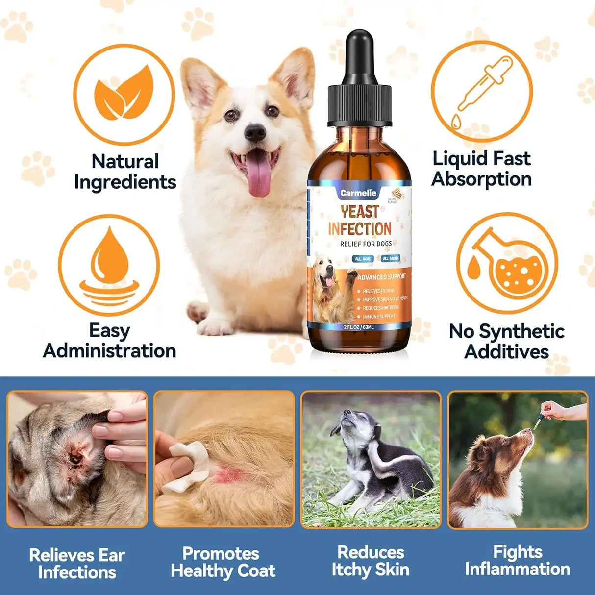 CARMELIE - Carmelie Natural Yeast Relief for Dogs 60Ml. - The Red Vitamin MX - Remedios Para La Picazón De Perros - {{ shop.shopifyCountryName }}