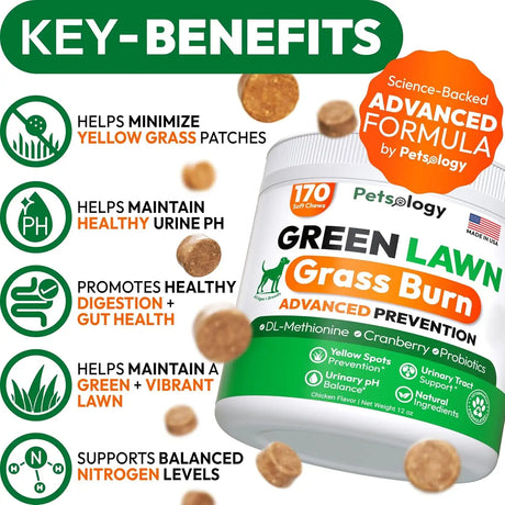 PETSOLOGY - Petsology Dog Urine Neutralizer for Lawn 170 Masticables - The Red Vitamin MX - Salud De Tracto Urinario Para Perros - {{ shop.shopifyCountryName }}