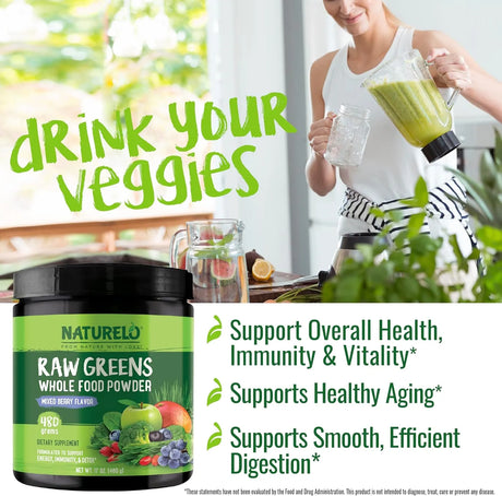 NATURELO - NATURELO Raw Greens Superfood Powder Mixed Berry 480Gr. - The Red Vitamin MX - Suplementos Alimenticios - {{ shop.shopifyCountryName }}