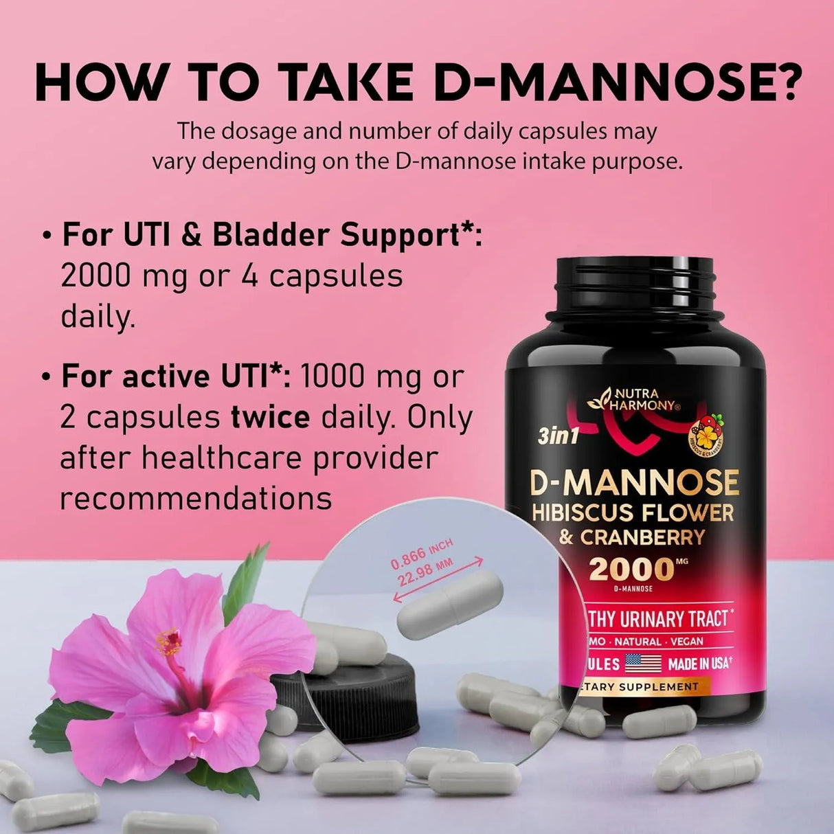 NUTRA HARMONY - Nutra Harmony D-Mannose 2000Mg. 120 Capsulas - The Red Vitamin MX - Suplementos Alimenticios - {{ shop.shopifyCountryName }}