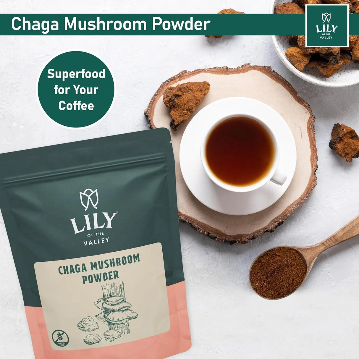 LILY OF THE VALLEY - LILY OF THE VALLEY Chaga Mushroom Powder 113Gr. - The Red Vitamin MX - Suplementos Alimenticios - {{ shop.shopifyCountryName }}