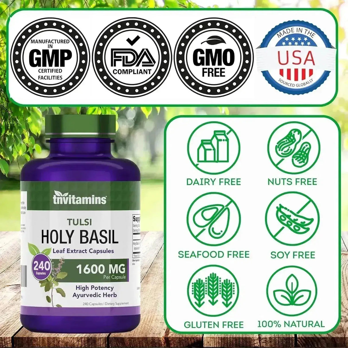 TNTVITAMINS - tnvitamins Holy Basil 1,600Mg. 240 Capsulas - The Red Vitamin MX - Suplementos Alimenticios - {{ shop.shopifyCountryName }}