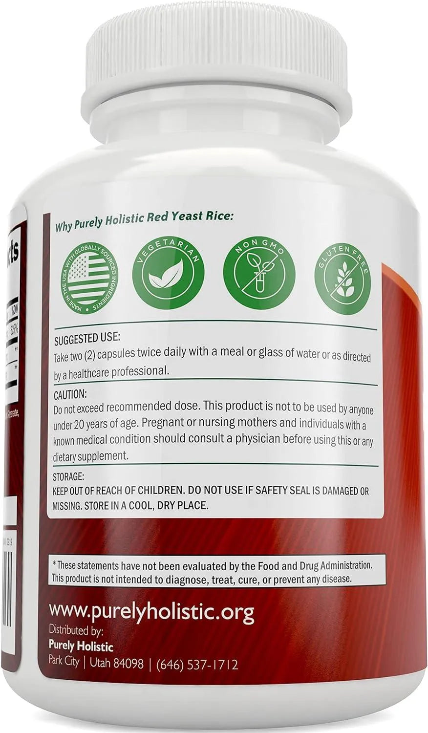 PURELY HOLISTIC - Purely Holistic Red Yeast Rice 1200Mg. with CoQ10 & Flush Free Niacin 120 Capsulas - The Red Vitamin MX - Suplementos Alimenticios - {{ shop.shopifyCountryName }}