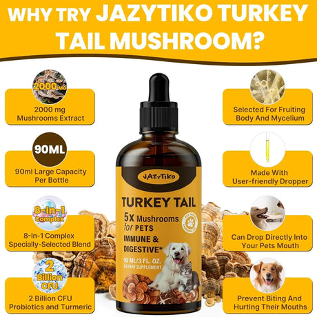 JAZYTIKO - Jazytiko Turkey Tail Mushroom for Dogs 90Ml. - The Red Vitamin MX - Suplementos Herbales Para Perros - {{ shop.shopifyCountryName }}