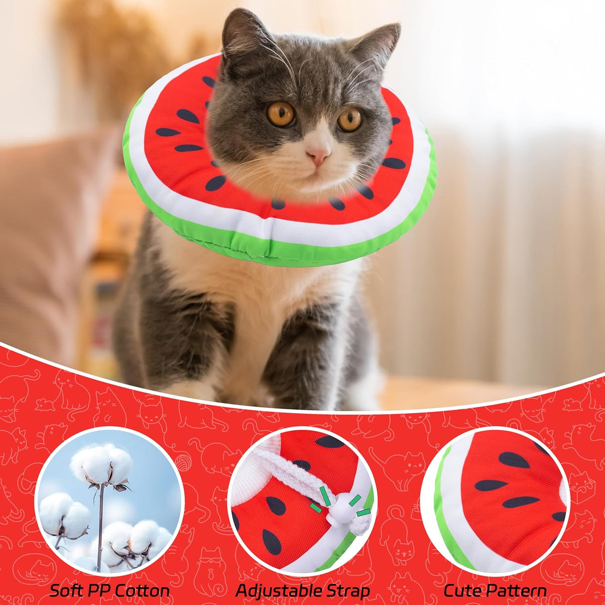 Seyezo Cat Cone Collar Soft Watermelon Small