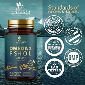 NATURE'S NUTRITION - Nature's Nutrition Triple Strength Omega 3 Fish Oil 2400Mg. 120 Capsulas Blandas - The Red Vitamin MX - Suplementos Alimenticios - {{ shop.shopifyCountryName }}