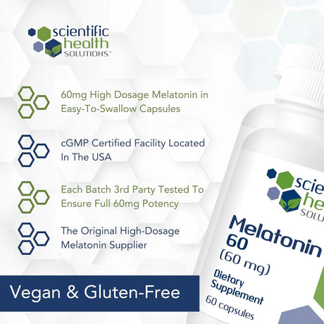 SCIENTIFIC HEALTH SOLUTIONS - Scientific Health Solutions Melatonin 60Mg. 60 Capsulas 2 Pack - The Red Vitamin MX - Suplementos Alimenticios - {{ shop.shopifyCountryName }}