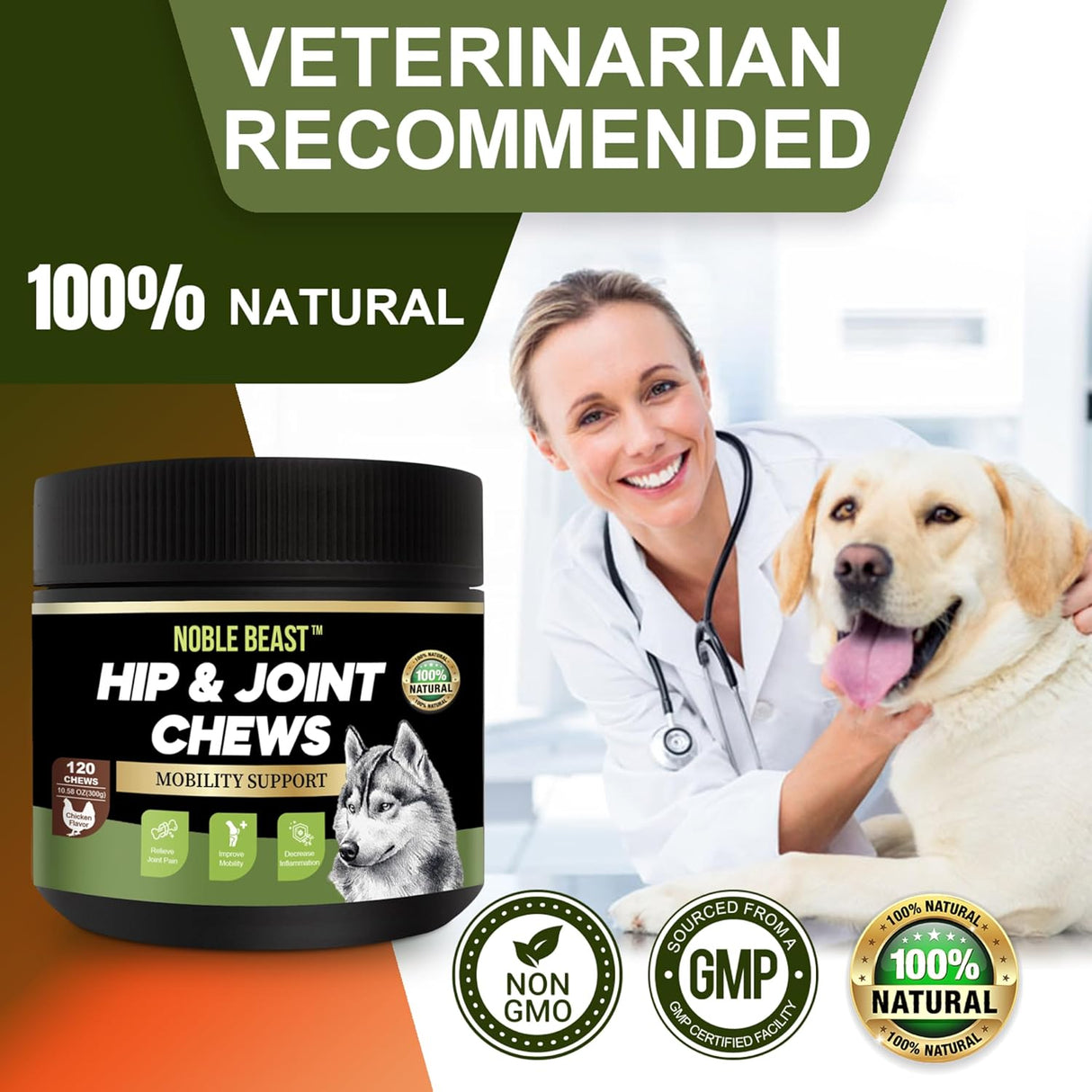 Noble Beast Dog Joint Supplement Chicken Flavor 120 Masticables