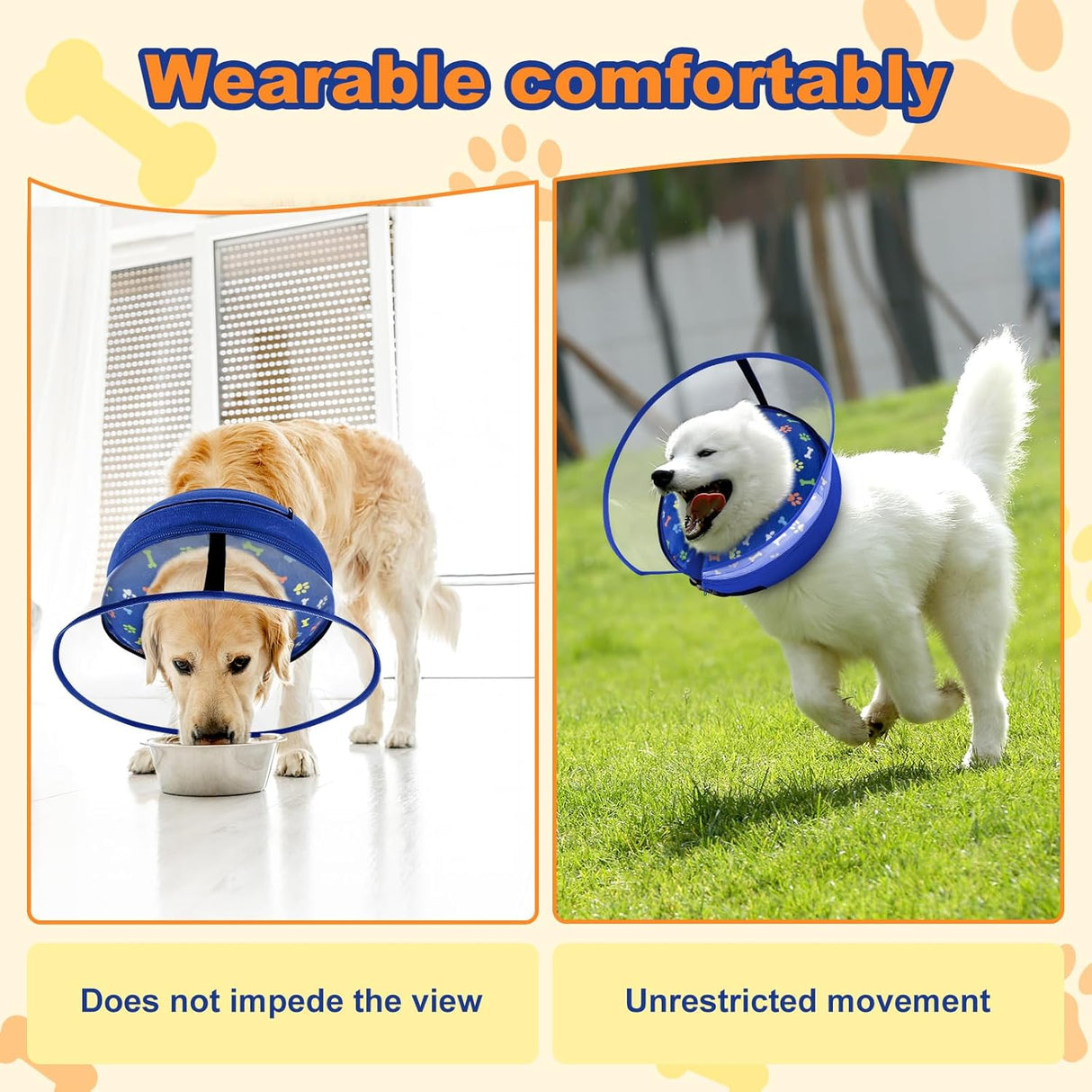 Uaidie Dog Cone Collar with Enhanced Anti-Licking BLUE LARGE