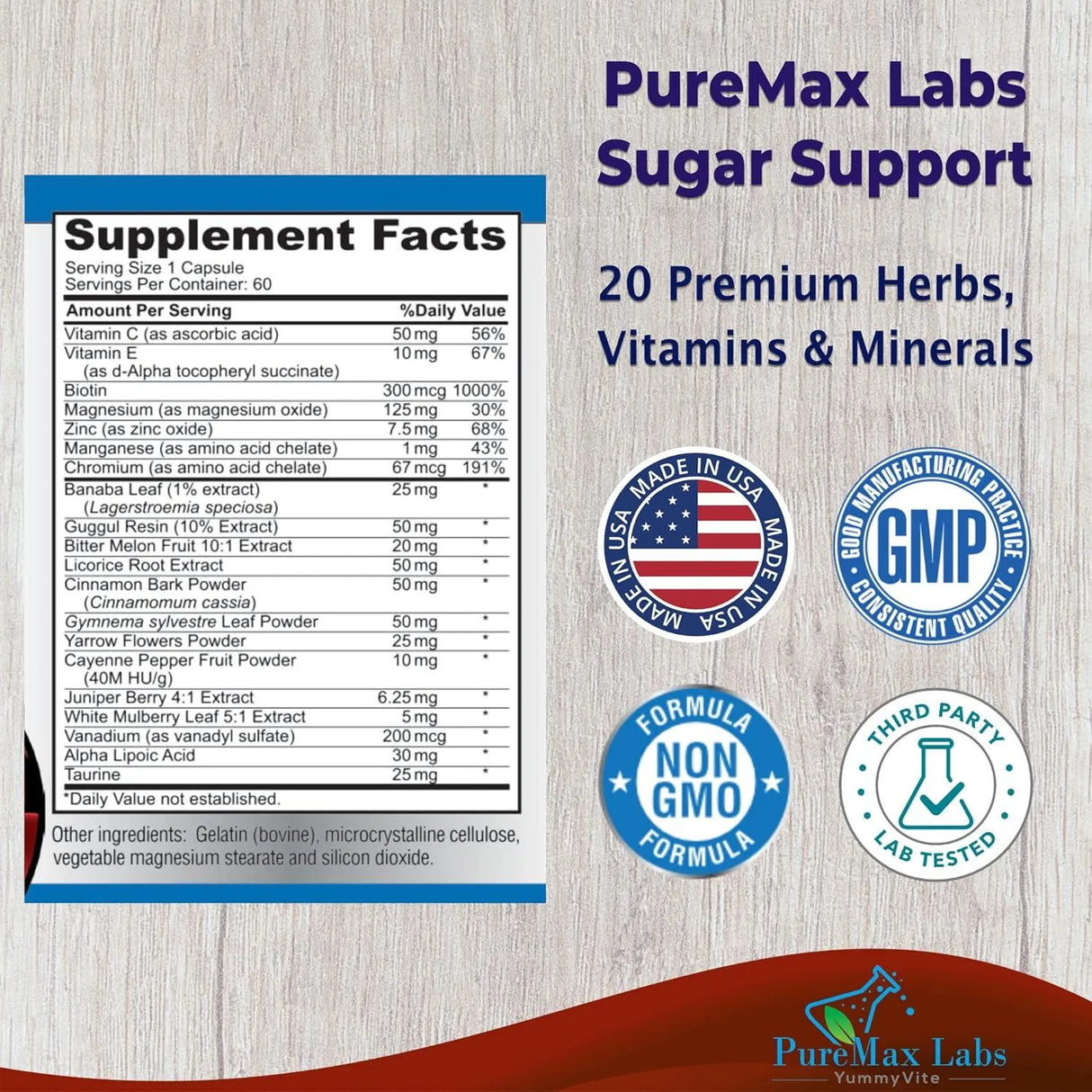 PUREMAX LABS - PureMax Labs Sugar Support 60 Capsulas - The Red Vitamin MX - Suplementos Alimenticios - {{ shop.shopifyCountryName }}