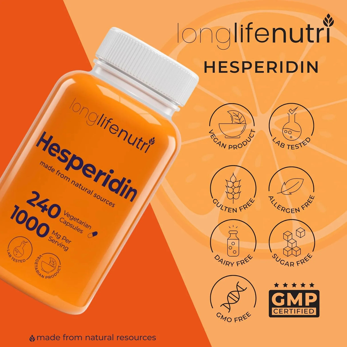 LONGLIFENUTRI - LongLifeNutri Hesperidin 1000Mg. 240 Capsulas - The Red Vitamin MX - Suplementos Alimenticios - {{ shop.shopifyCountryName }}