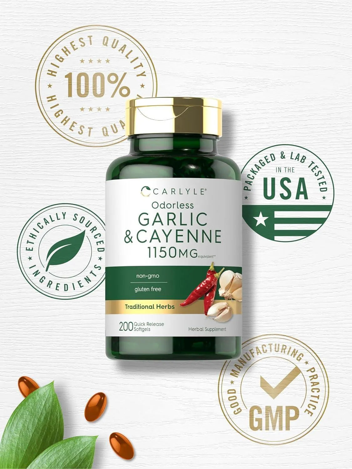 CARLYLE - Carlyle Odorless Garlic and Cayenne 1150Mg. 200 Capsulas Blandas - The Red Vitamin MX - Suplementos Alimenticios - {{ shop.shopifyCountryName }}