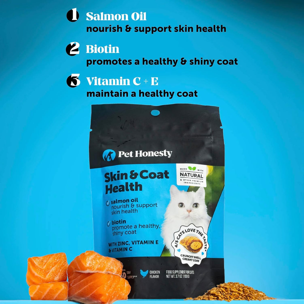 Pet Honesty Cat Skin & Coat Health Crunchy & Creamy Chews 30 Day Supply
