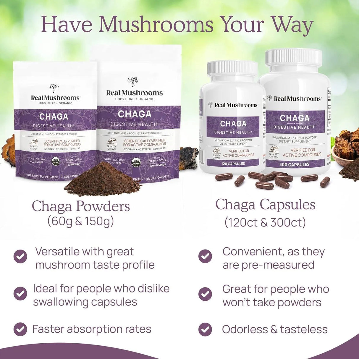 REAL MUSHROOMS - Real Mushrooms Chaga Powder 150Gr. - The Red Vitamin MX - Suplementos Alimenticios - {{ shop.shopifyCountryName }}