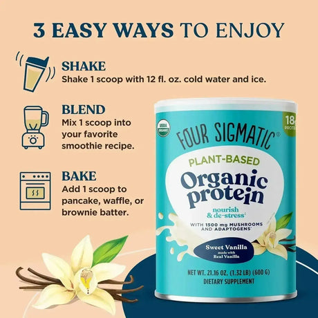 FOUR SIGMATIC - Four Sigmatic Organic Vegan Protein Powder Sweet Vanilla 600Gr. - The Red Vitamin MX - Suplementos Alimenticios - {{ shop.shopifyCountryName }}