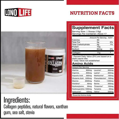 LONOLIFE - LonoLife Mocha Collagen Peptides 227Gr. - The Red Vitamin MX - Suplementos Alimenticios - {{ shop.shopifyCountryName }}