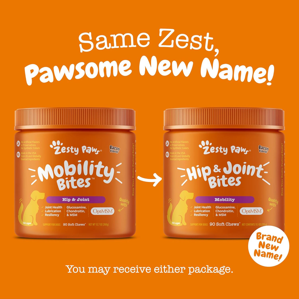 Zesty Paws Hip and Joint for Dogs Bacon 90 Masticables
