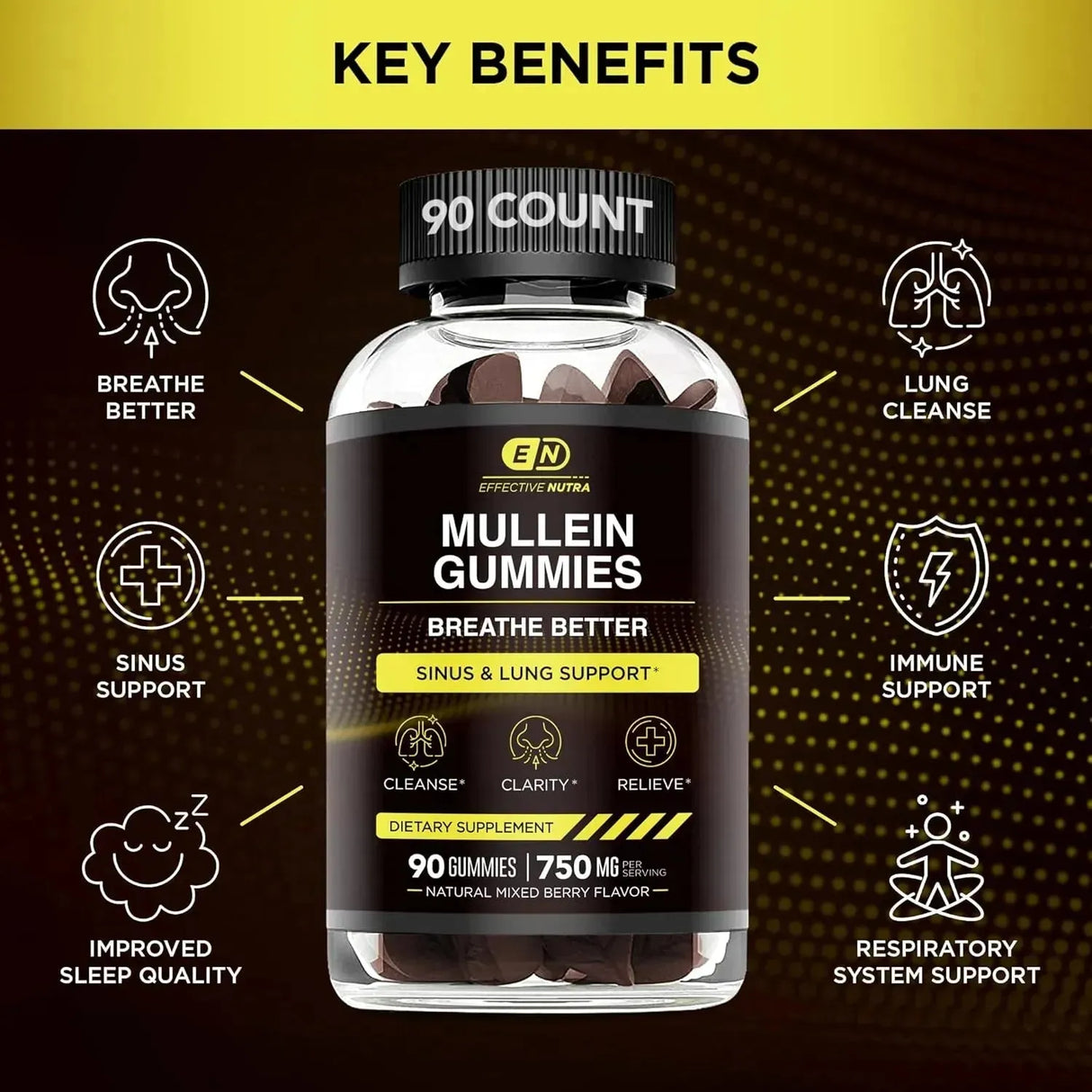 EFFECTIVE NUTRA - EFFECTIVE NUTRA Mullein Gummies 9in1 90 Gomitas - The Red Vitamin MX - Suplementos Alimenticios - {{ shop.shopifyCountryName }}