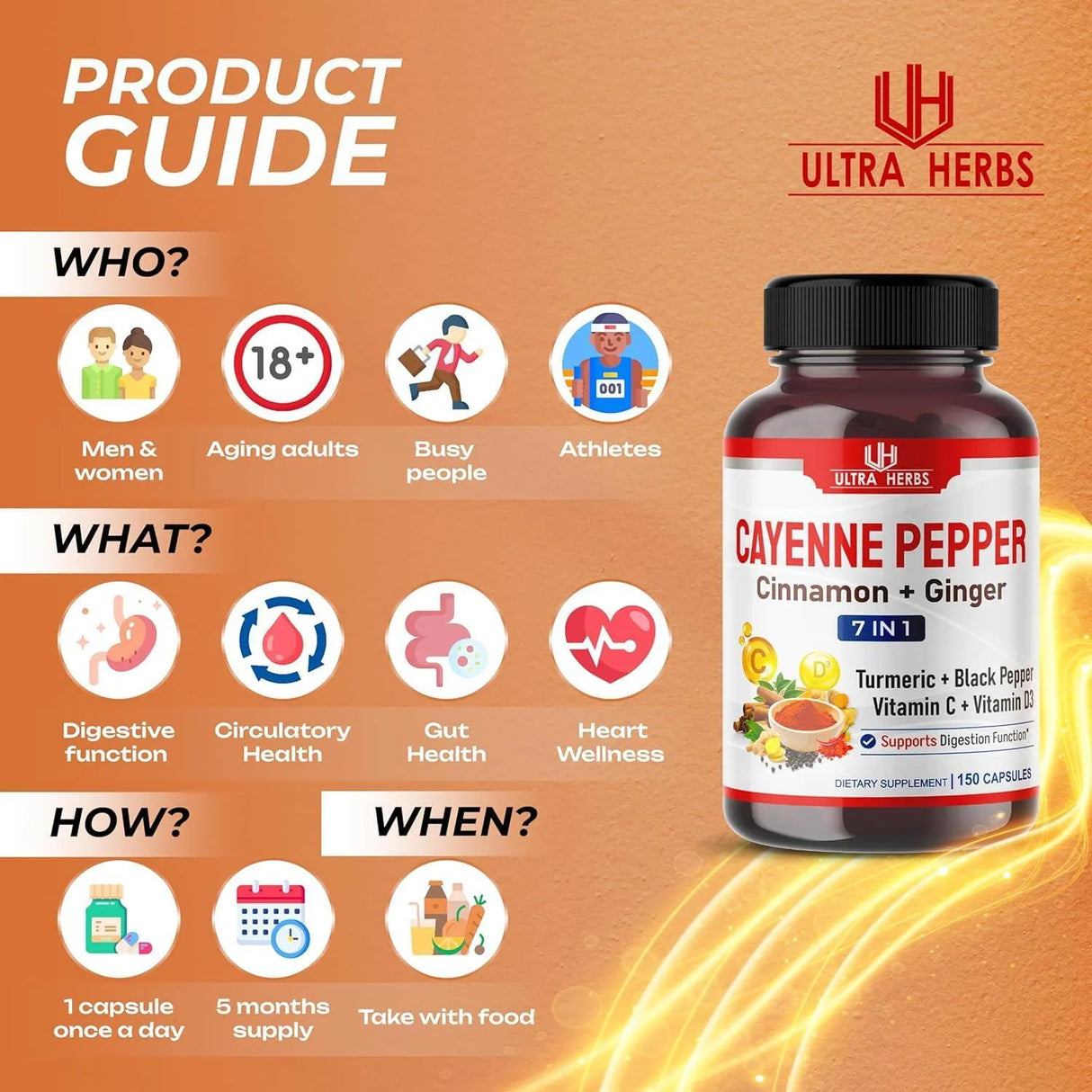 ULTRA HERBS - ULTRA HERBS Cayenne Pepper 7 IN 1 150 Capsulas - The Red Vitamin MX - Suplementos Alimenticios - {{ shop.shopifyCountryName }}