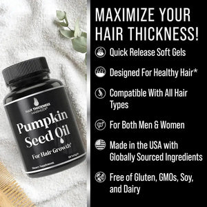 HAIR THICKNESS MAXIMIZER - Hair Thickness Maximizer Extra Virgin Cold Pressed Pumpkin Seed Oil 60 Capsulas Blandas - The Red Vitamin MX - Suplementos Alimenticios - {{ shop.shopifyCountryName }}