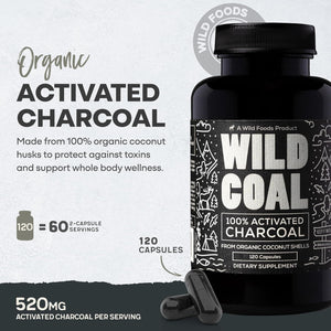 Wild Foods Activated Charcoal 120 Capsulas