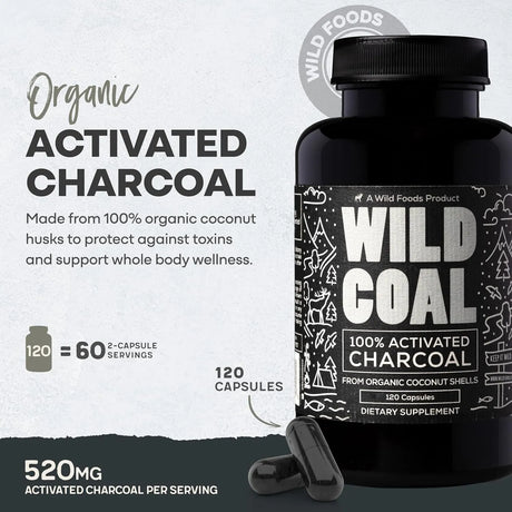 WILD FOODS - Wild Foods Activated Charcoal 120 Capsulas 2 Pack - The Red Vitamin MX - Suplementos Alimenticios - {{ shop.shopifyCountryName }}
