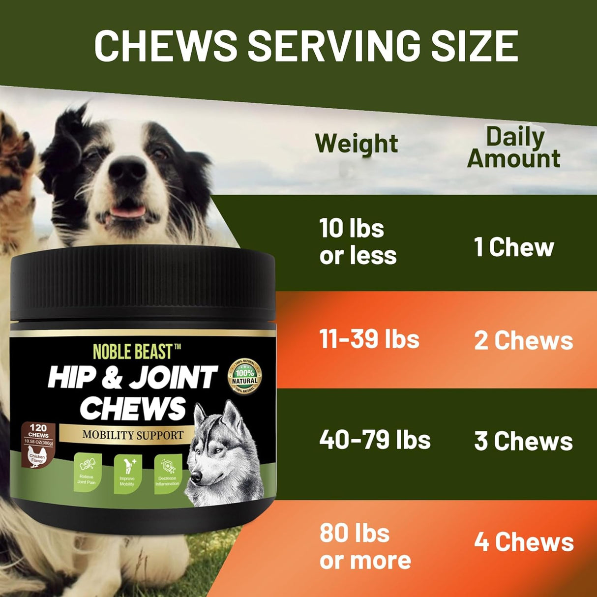 Noble Beast Dog Joint Supplement Chicken Flavor 120 Masticables