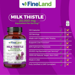 FINELAND - FineLand Milk Thistle Silymarin Extract 50:1 Max Strength 120 Capsulas - The Red Vitamin MX - Suplementos Alimenticios - {{ shop.shopifyCountryName }}