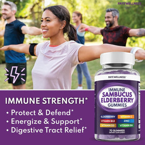 PAYE WELLNESS - PAYE Wellness Sambucus Elderberry Immune Gummies 70 Gomitas - The Red Vitamin MX - Suplementos Alimenticios - {{ shop.shopifyCountryName }}