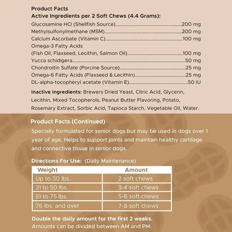CHEW + HEAL - Chew + Heal Labs Senior Hip and Joint Peanut Butter Flavor 120 Masticables - The Red Vitamin MX - Cuidado De Cadera Y Articulaciones Para Perros - {{ shop.shopifyCountryName }}