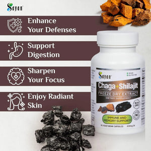 SAYAN - Sayan Siberian Chaga Mushroom Extract with Shilajit 90 Capsulas - The Red Vitamin MX - Suplementos Alimenticios - {{ shop.shopifyCountryName }}