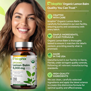 BIOPHIX - biophix Lemon Balm Capsules USDA Organic 20:1 Extract 300Mg. 200 Capsulas - The Red Vitamin MX - Suplementos Alimenticios - {{ shop.shopifyCountryName }}