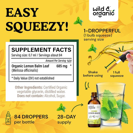 WILD & ORGANIC - Wild & Organic Lemon Balm Drops 2 Fl.Oz. - The Red Vitamin MX - Suplementos Alimenticios - {{ shop.shopifyCountryName }}