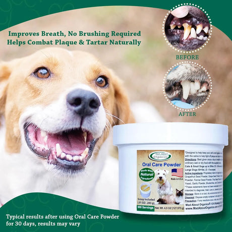 MAD ABOUT ORGANICS - Mad About Organics Dog or Cat Oral Care Powder 127Gr. - The Red Vitamin MX - Cuidado Dental Para Perros - {{ shop.shopifyCountryName }}