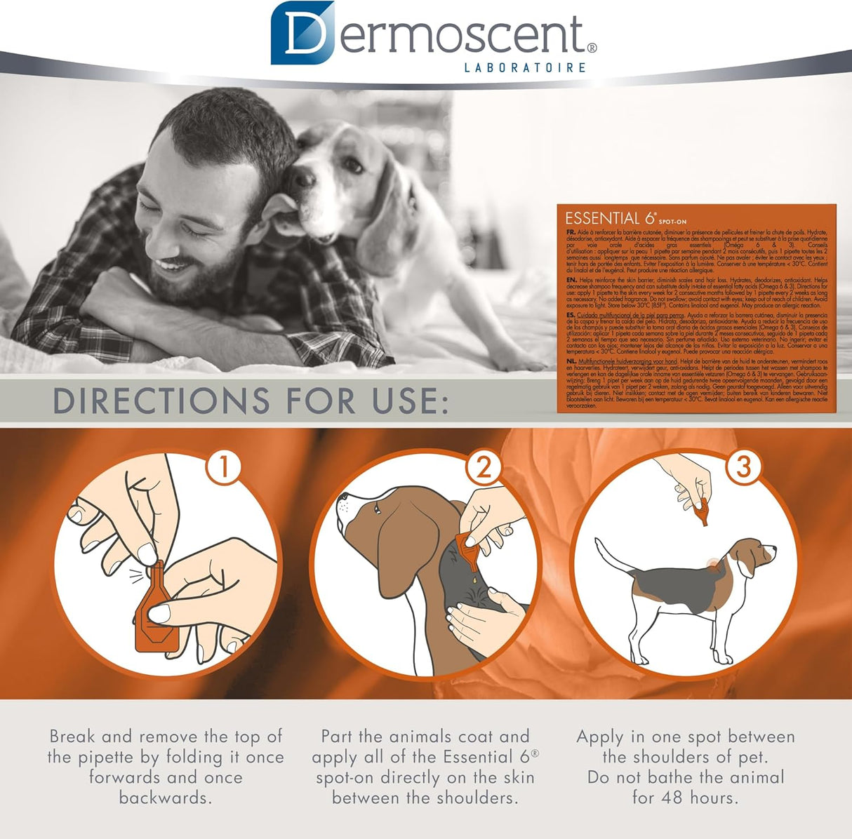 Dermoscent Essential 6 spot-on Dog Skin Care Dogs 10-20 kg 4 Paquetes