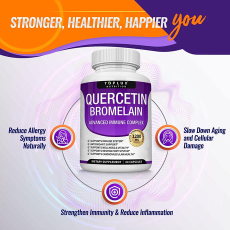 Toplux Quercetin with Bromelain 1200Mg. 60 Capsulas - The Red Vitamin MX - Suplementos Alimenticios - TOPLUX