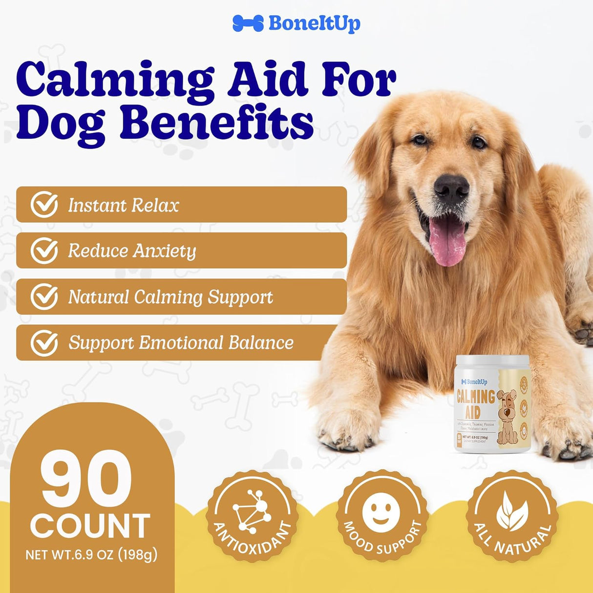 BoneItUp Pet Calming Chews for Dogs 90 Masticables