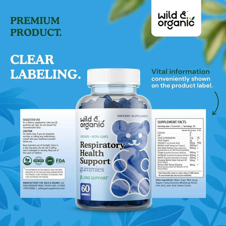 WILD & ORGANIC - Wild & Organic Lung Detox Gummies 60 Gomitas - The Red Vitamin MX - Suplementos Alimenticios - {{ shop.shopifyCountryName }}