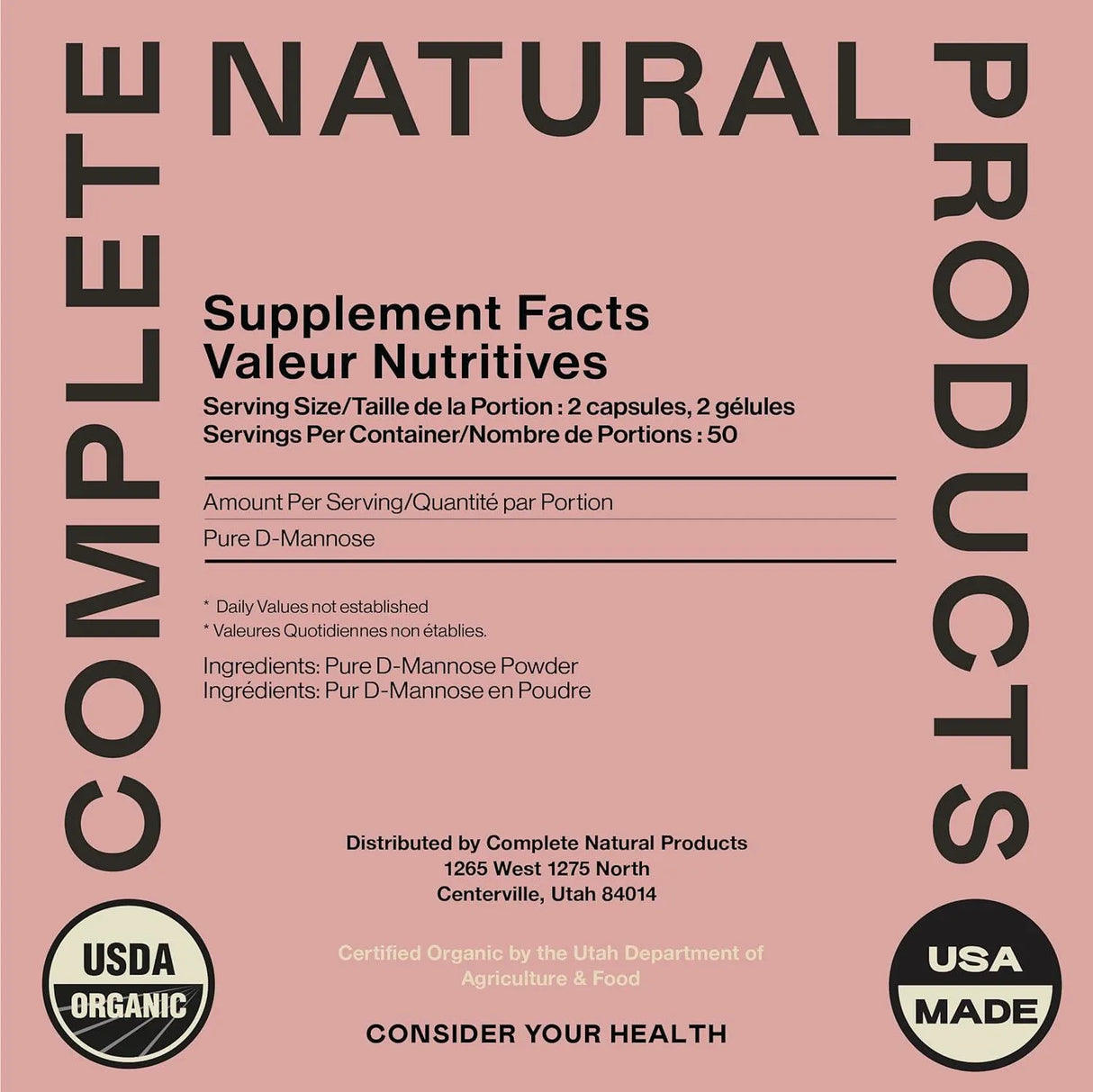 COMPLETE NATURAL PRODUCTS - Complete Natural Products Organic D-Mannose 520Mg. 100 Capsulas - The Red Vitamin MX - Suplementos Alimenticios - {{ shop.shopifyCountryName }}