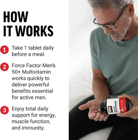 FORCE FACTOR - Force Factor Men’s Multivitamin 50 Plus 60 Tabletas - The Red Vitamin MX - Suplementos Alimenticios - {{ shop.shopifyCountryName }}