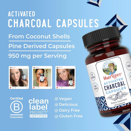 MARY RUTH ORGANICS - MaryRuth Organics Activated Charcoal 950Mg. 40 Capsulas - The Red Vitamin MX - Suplementos Alimenticios - {{ shop.shopifyCountryName }}